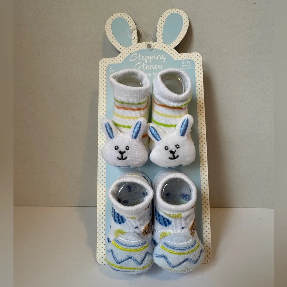 🐰Cute!! Easter Baby Rattle Booties 0-12 mos